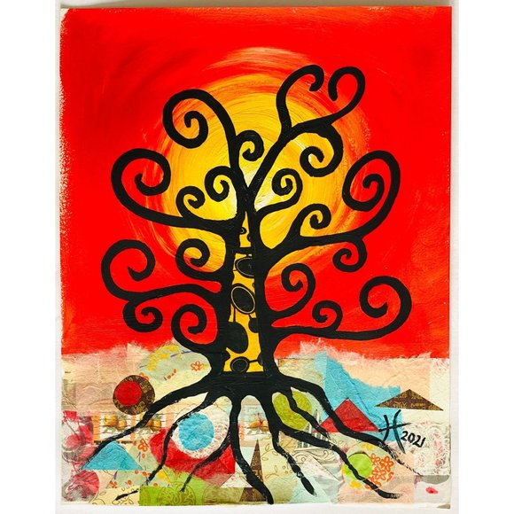Original Art “Tree of Life 2” Handmade Mixed Media Artwork by Tristina Dietz Elm - Picture 2 of 5